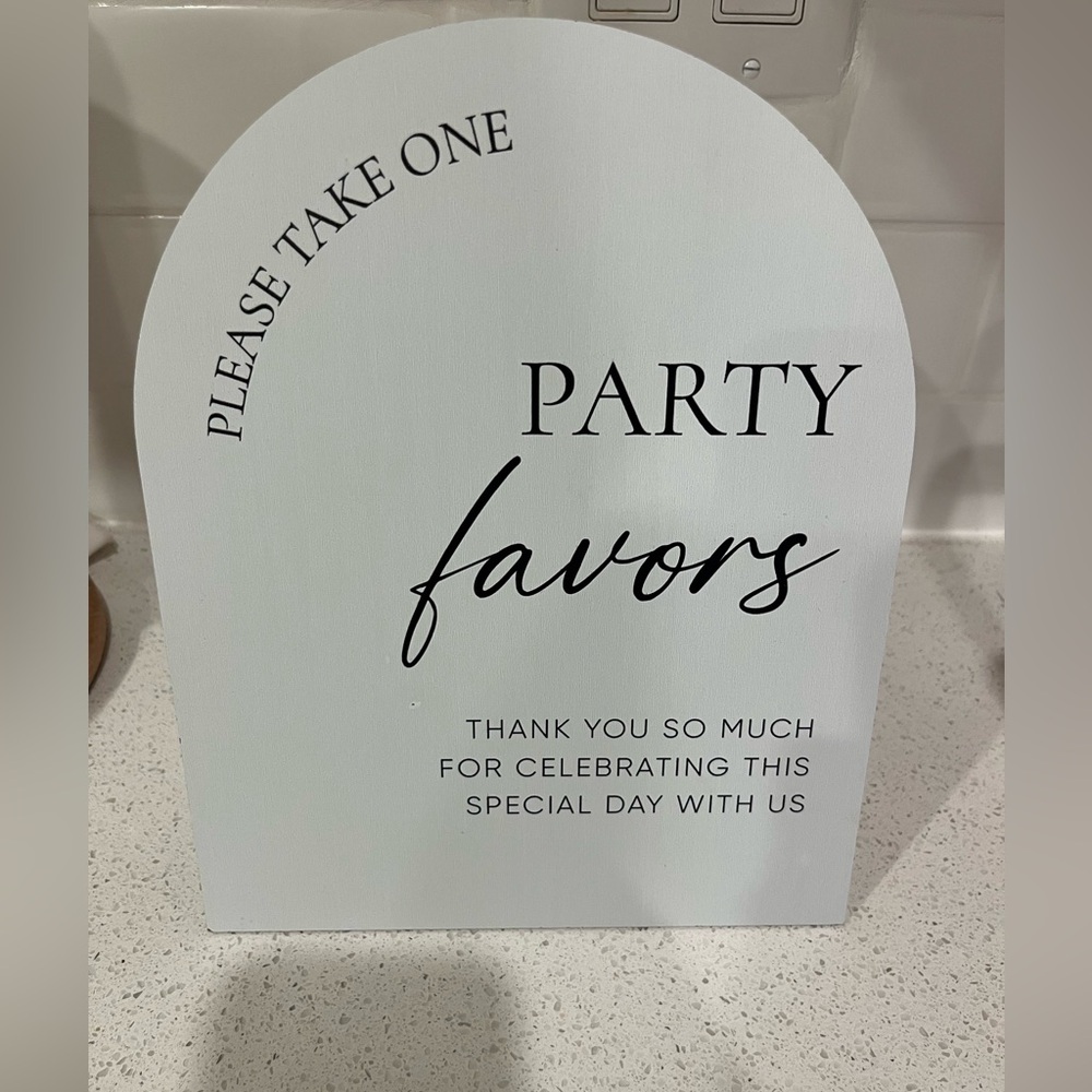 White Party Favor Sign